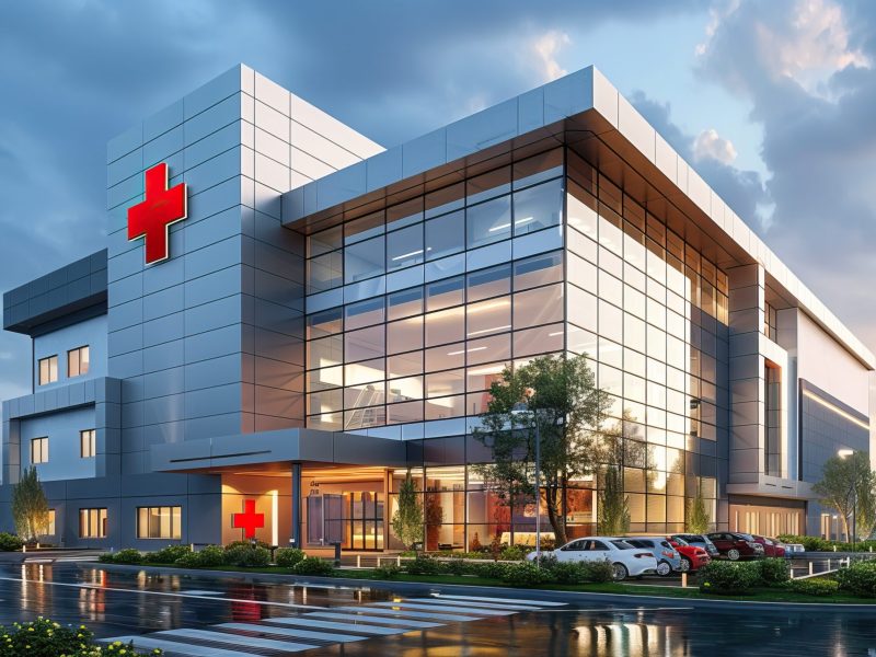 new modern private hospital building outside with red cross --ar 3:2 --stylize 300 Job ID: d9e02eef-8897-41cf-997d-131b093f6bbf